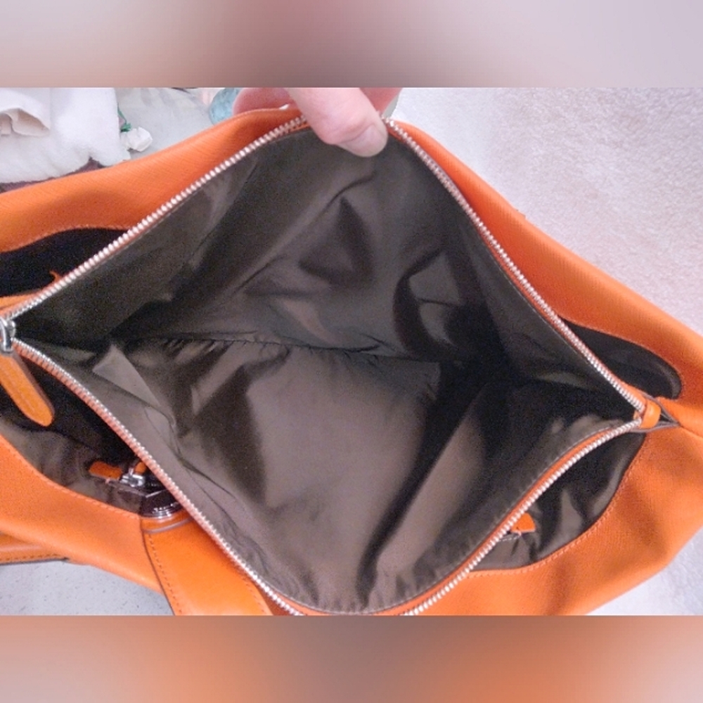 Tumi Orange Leather Tote Shoulder Bag - Picture 14 of 14